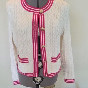 Women's White and Pink Sweater
